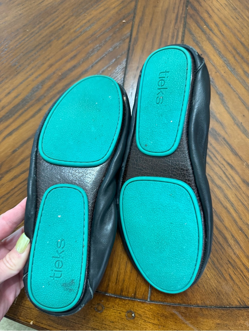 Tieks Black Leather Slip-On Ballet Flats - Picture 2 of 5